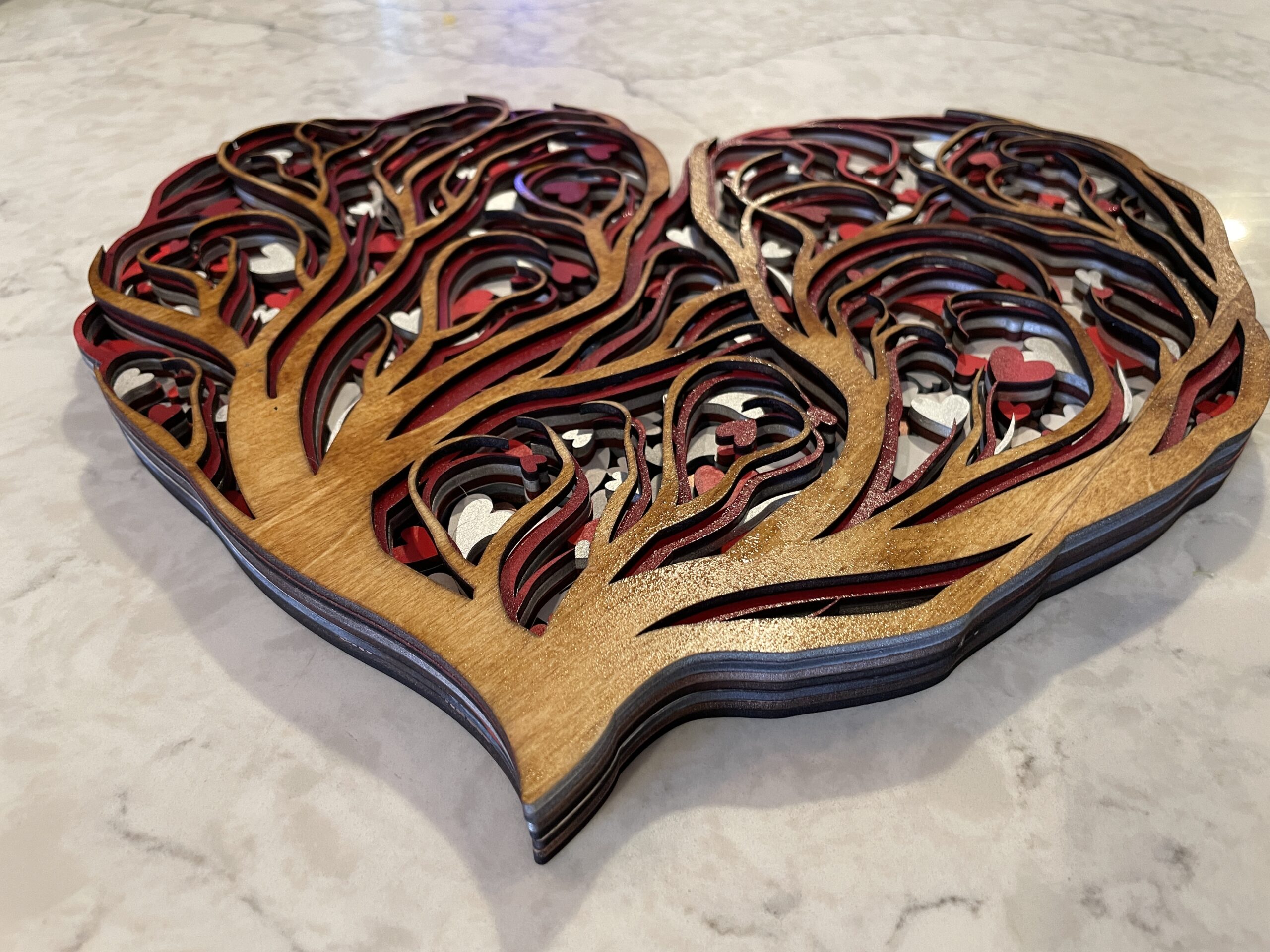 Heart-Shaped 7-Layer Wood Mandala - Image 2