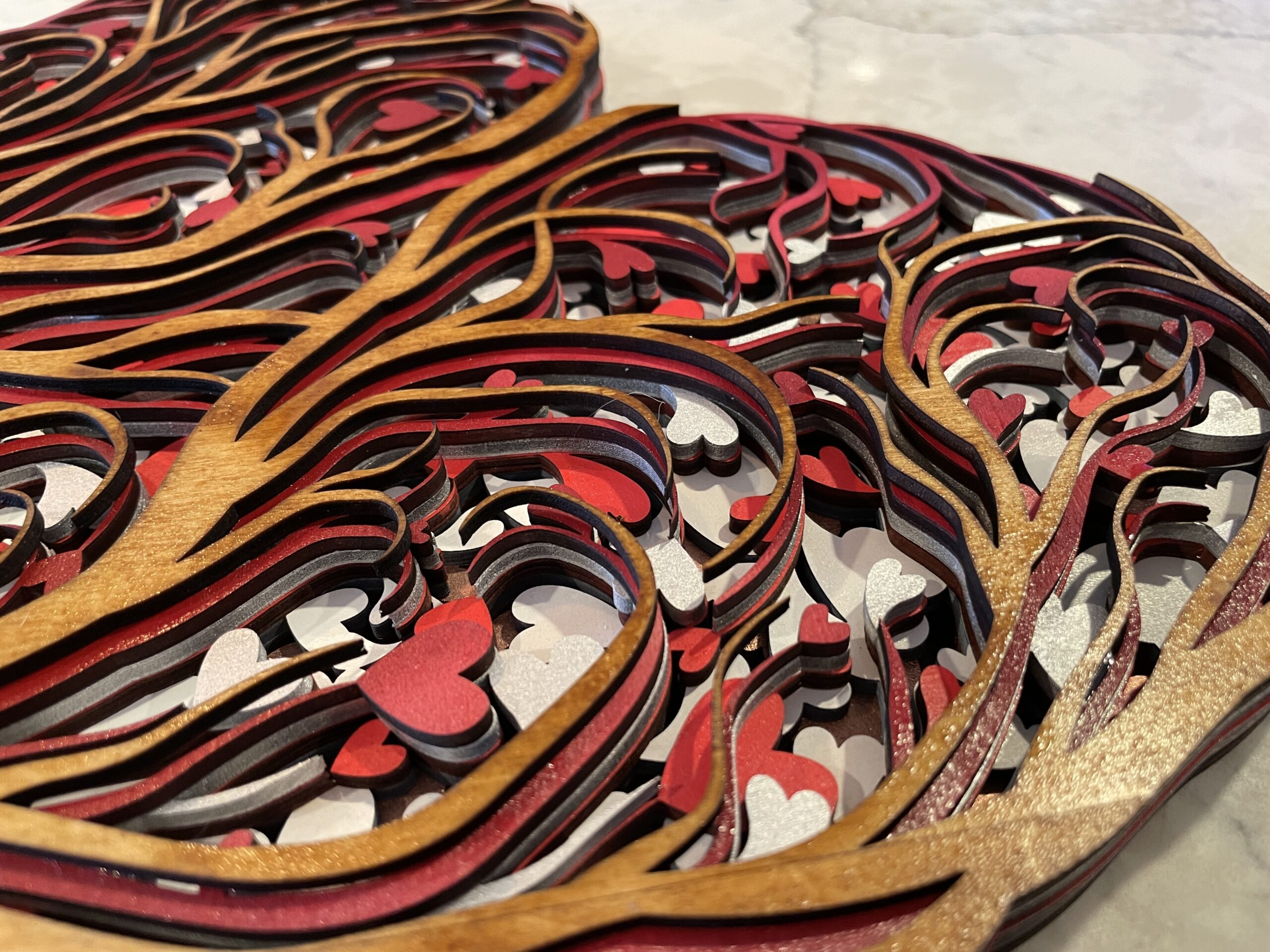 Heart-Shaped 7-Layer Wood Mandala - Image 3