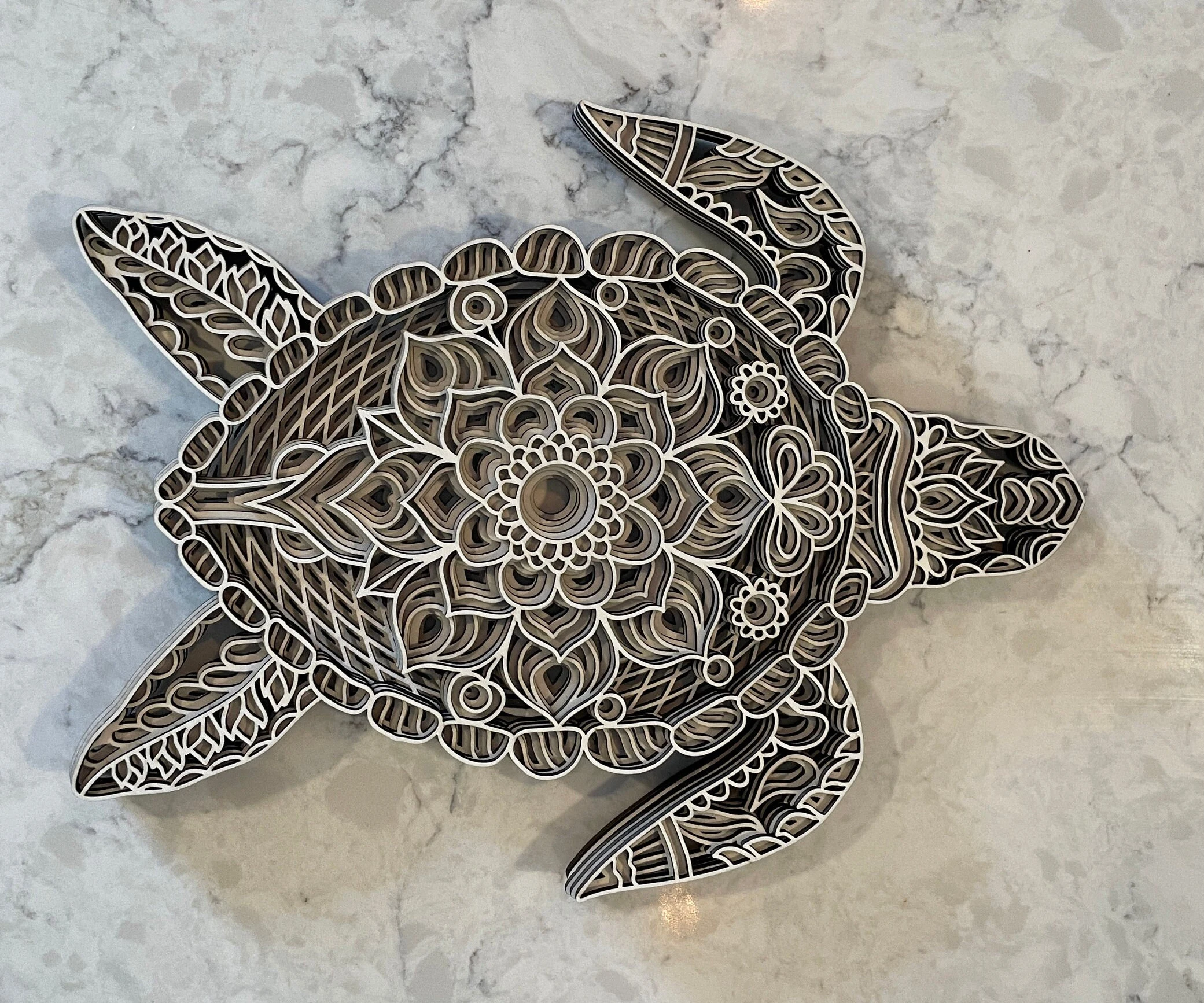 Aqua Painted 6-Layer Turtle Mandala - Image 4