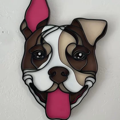 Their dog or cat in layered wood