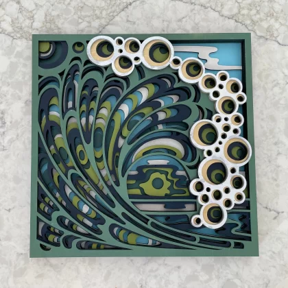 Encinitas 3D - Breaking Wave Laser Cut Wood Mandala