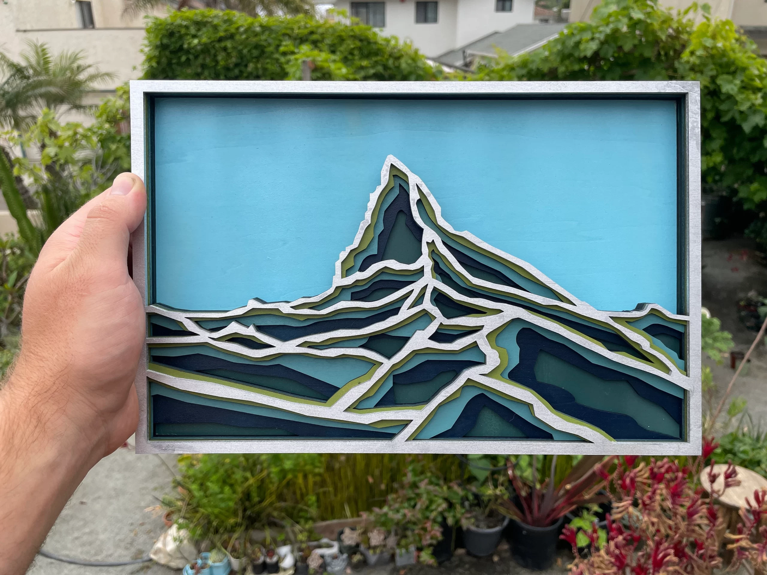 Encinitas 3D - Matterhorn Wood Mandala Art