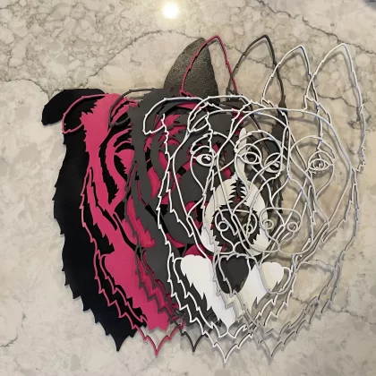 Their dog or cat in layered wood