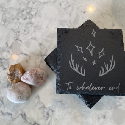 ACOTAR - To Whatever End Star Stag Antlers - 4x Laser Engraved Slate Coaster - A Court of Thorns and Roses Series - Sarah J Maas