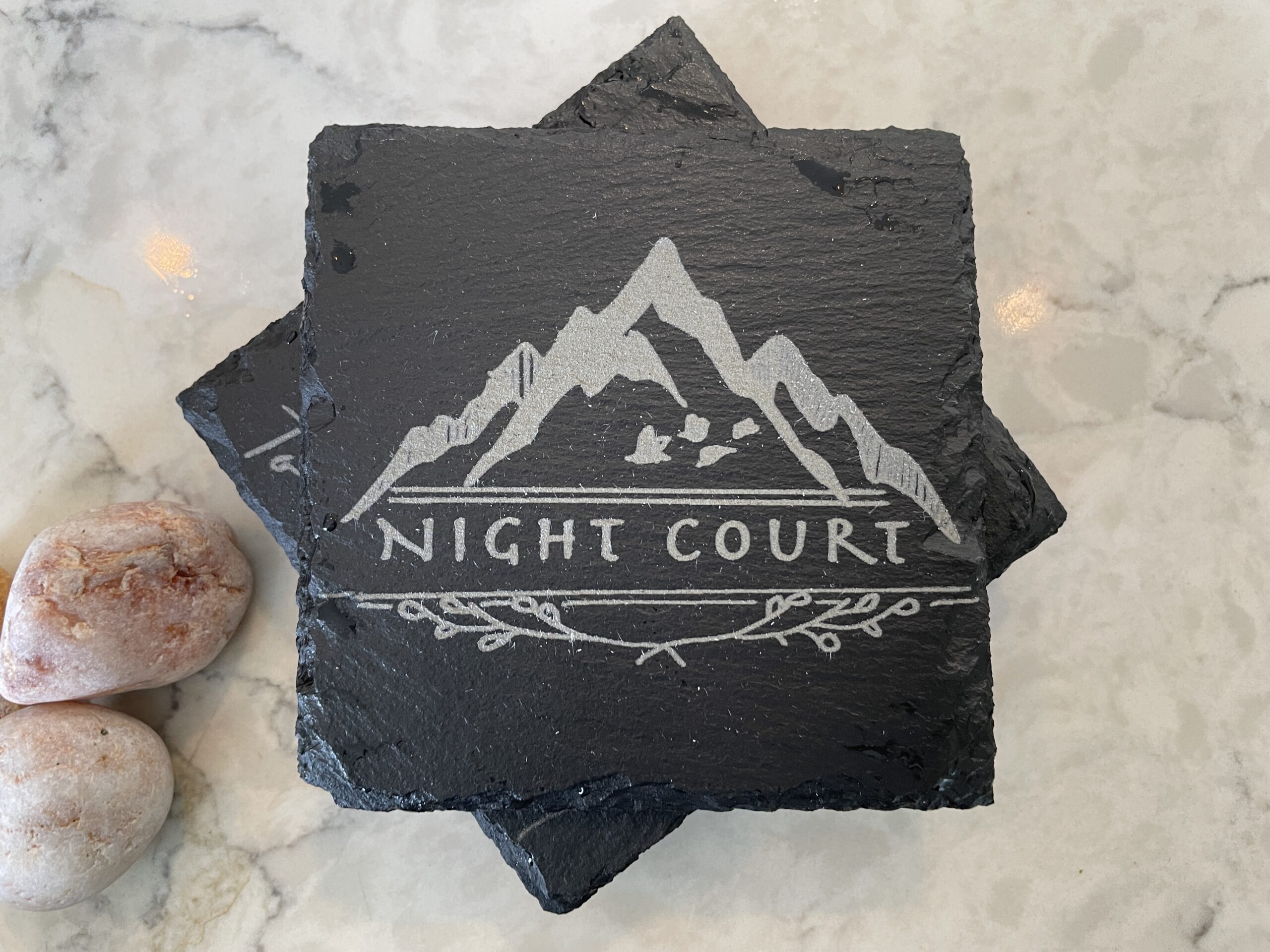 ACOTAR - Night Court - 4x Laser Engraved Slate Coaster - A Court of Thorns and Roses Series - Sarah J Maas - Decor Mountain Three Star