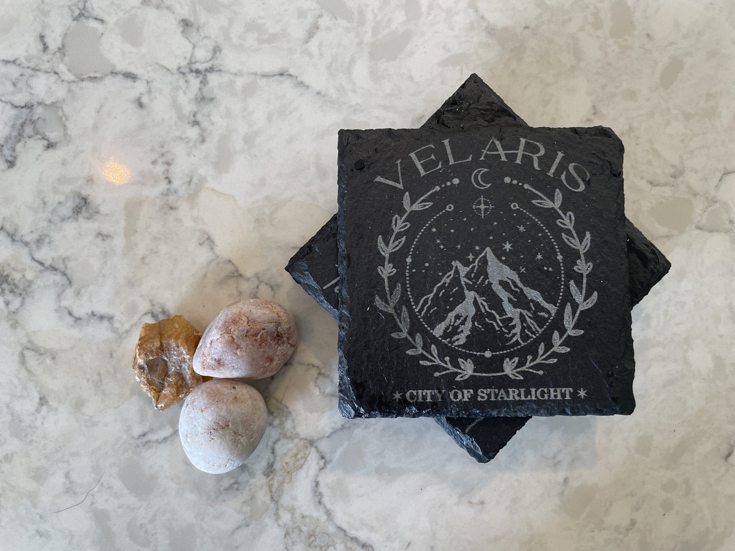 ACOTAR - VELARIS City of Starlight - 4x Laser Engraved Slate Coaster - A Court of Thorns and Roses Series - Sarah J Maas - Decor Mountain Encinitas 3D