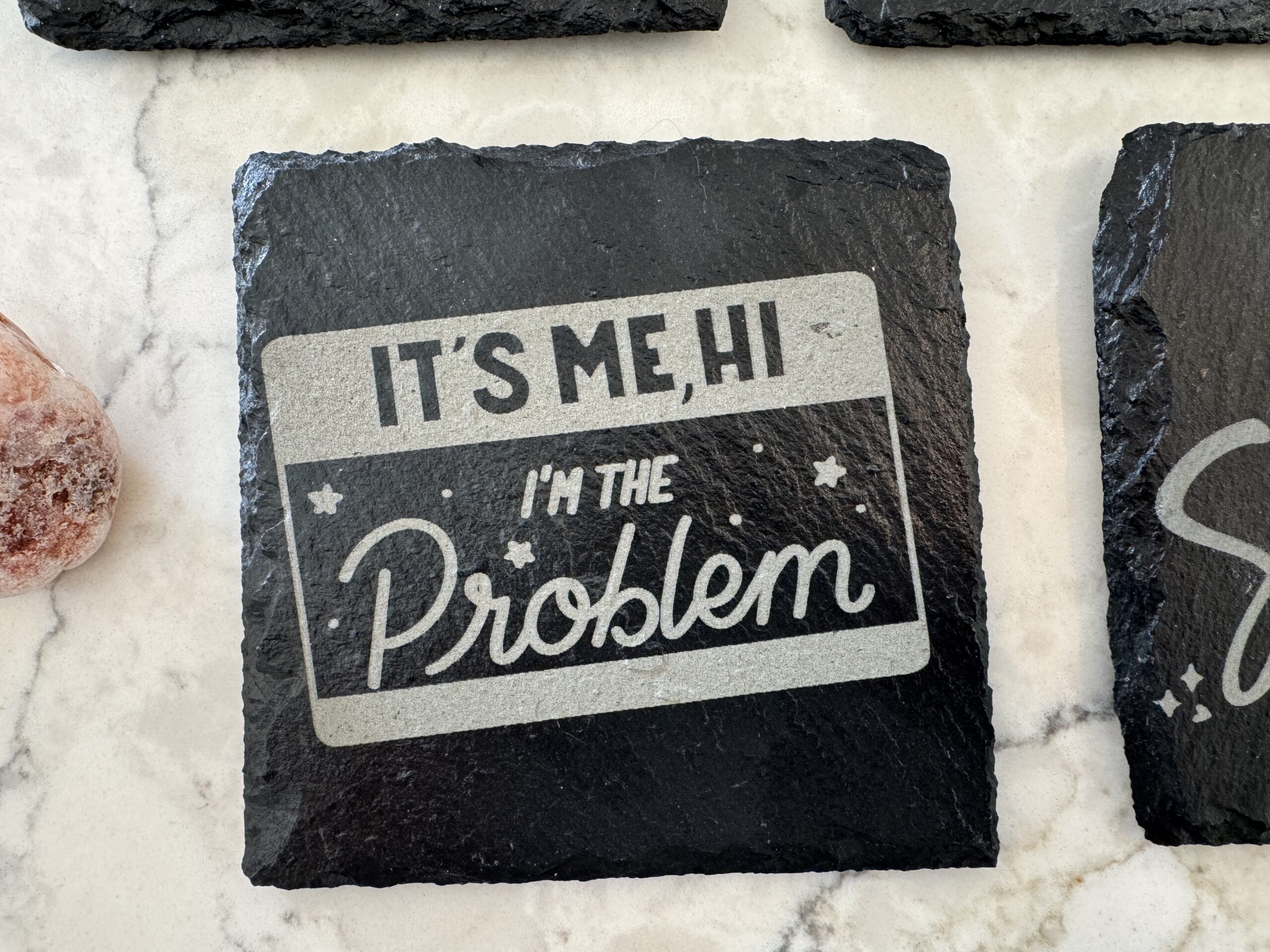 Handcrafted Slate Coasters for Taylor Swift Fans (4 Pack) Optional Stained Wood Coaster Holder - Drop 3 - Image 3