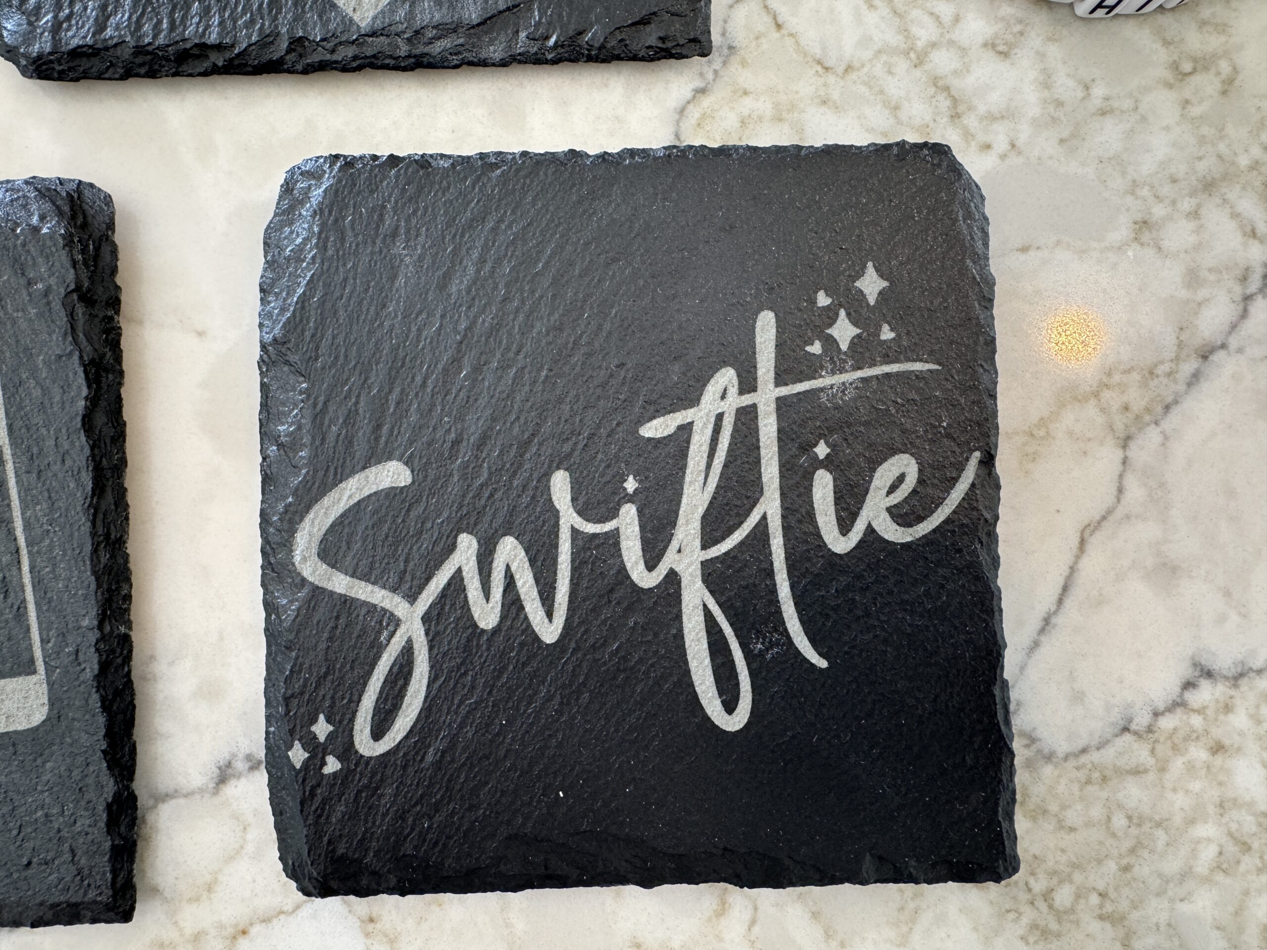 Handcrafted Slate Coasters for Taylor Swift Fans (4 Pack) Optional Stained Wood Coaster Holder - Drop 3 - Image 4
