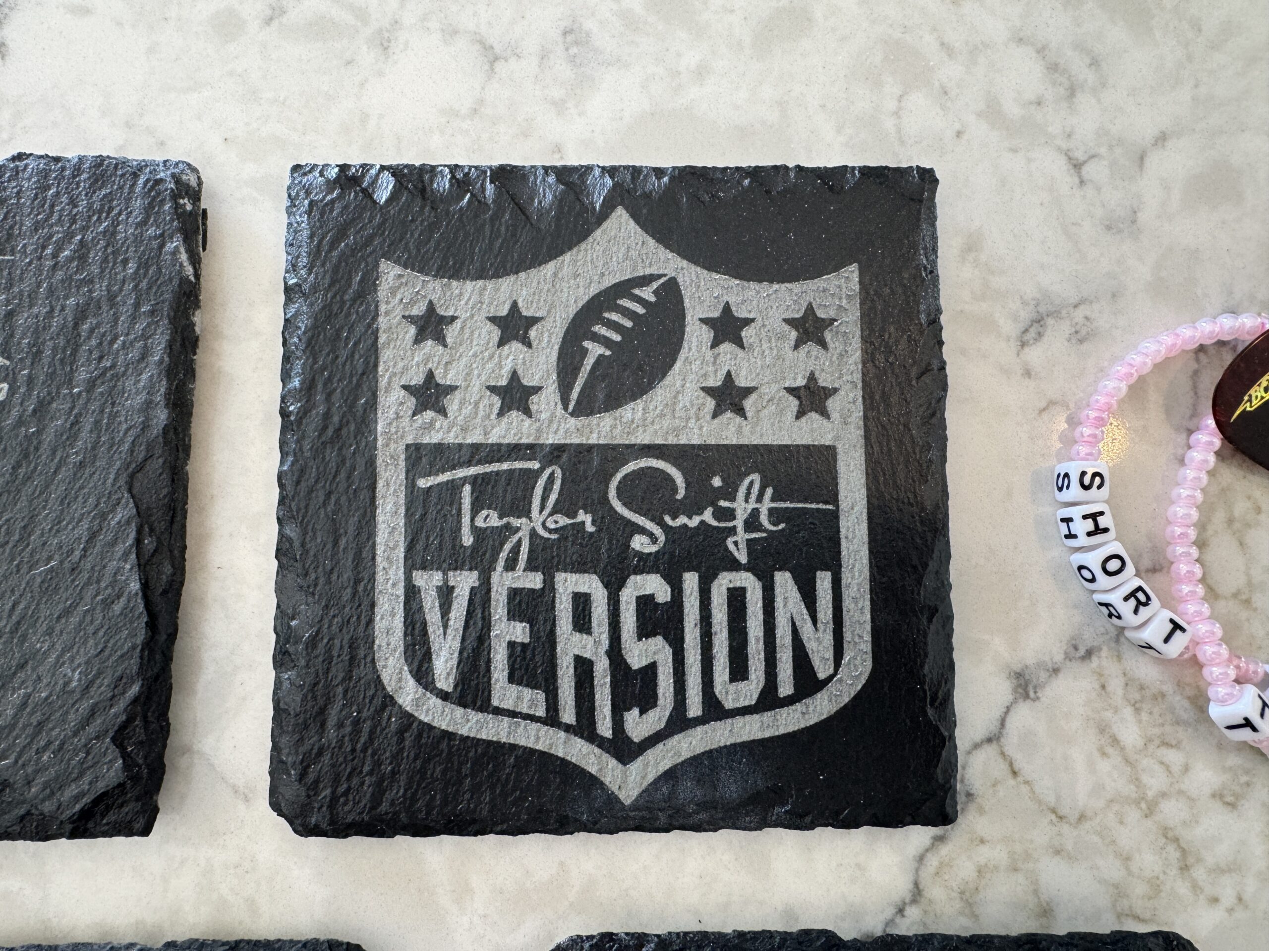 Handcrafted Slate Coasters for Taylor Swift Fans (4 Pack) Optional Stained Wood Coaster Holder - Drop 3 - Image 5