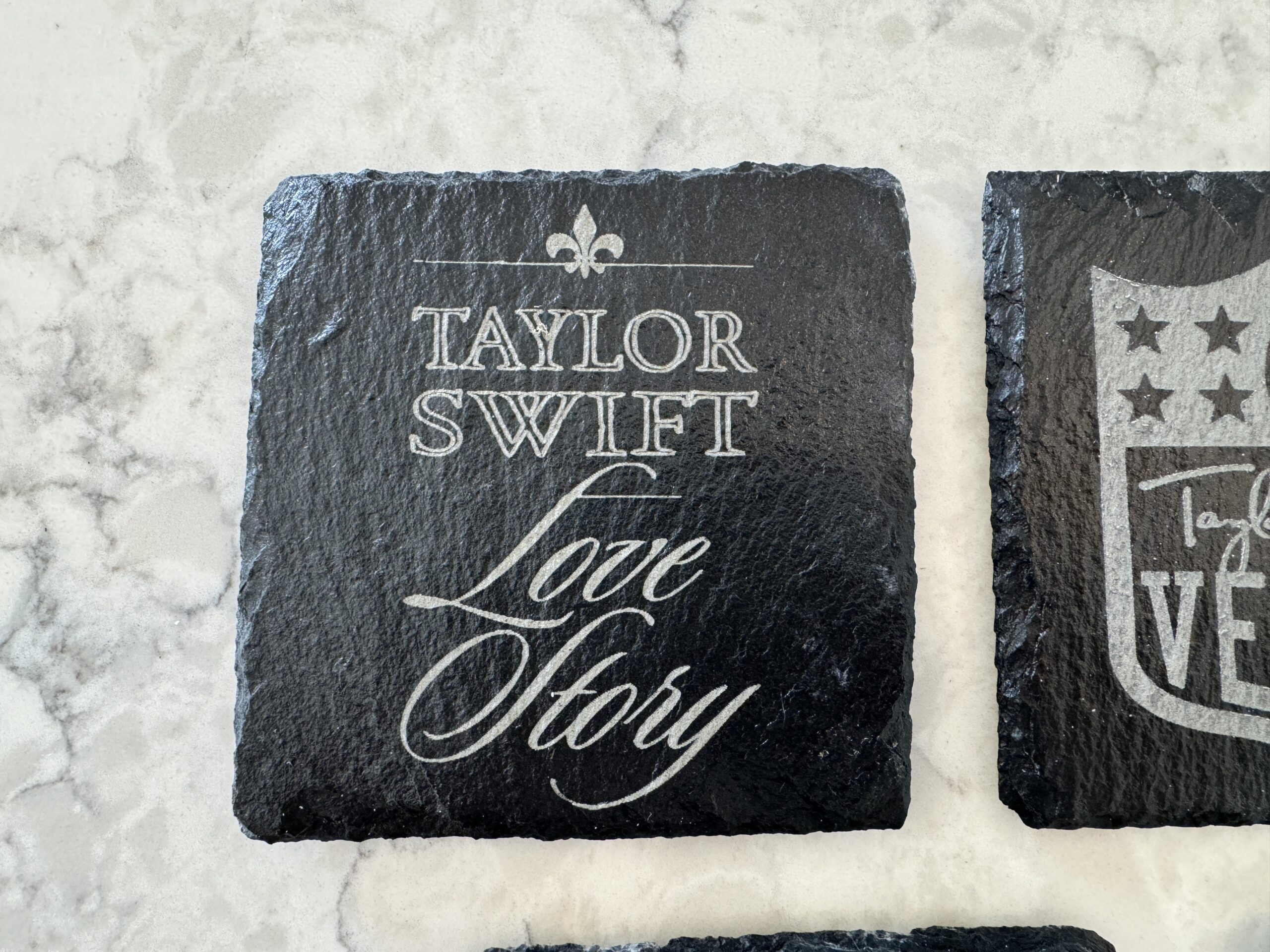 Handcrafted Slate Coasters for Taylor Swift Fans (4 Pack) Optional Stained Wood Coaster Holder - Drop 3 - Image 6