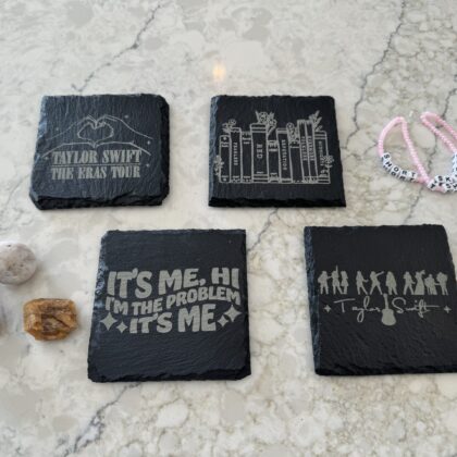 Handcrafted Slate Coasters for Taylor Swift Fans (4 Pack) - Drop 1