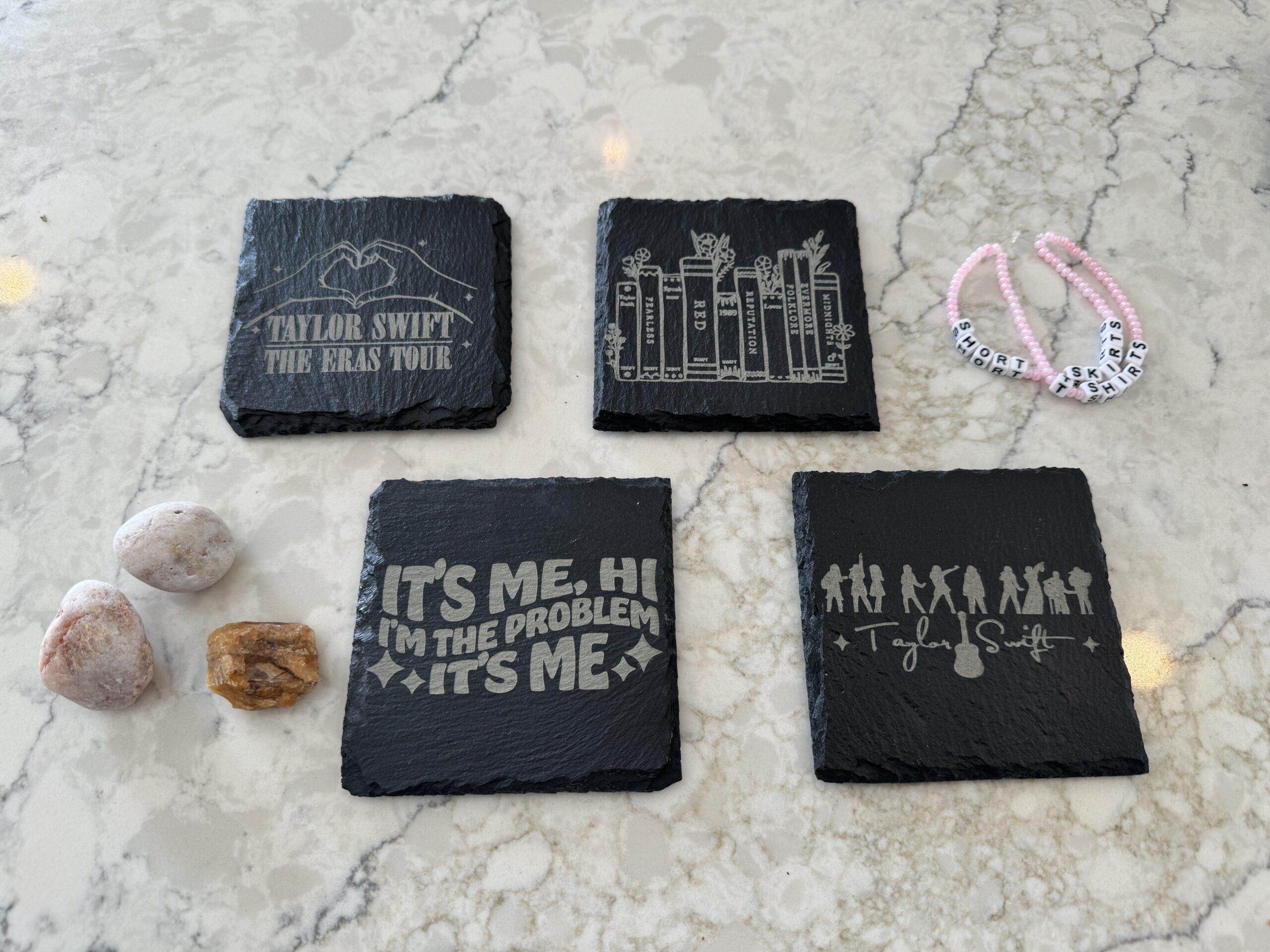 Handcrafted Slate Coasters for Taylor Swift Fans (4 Pack) - Drop 1