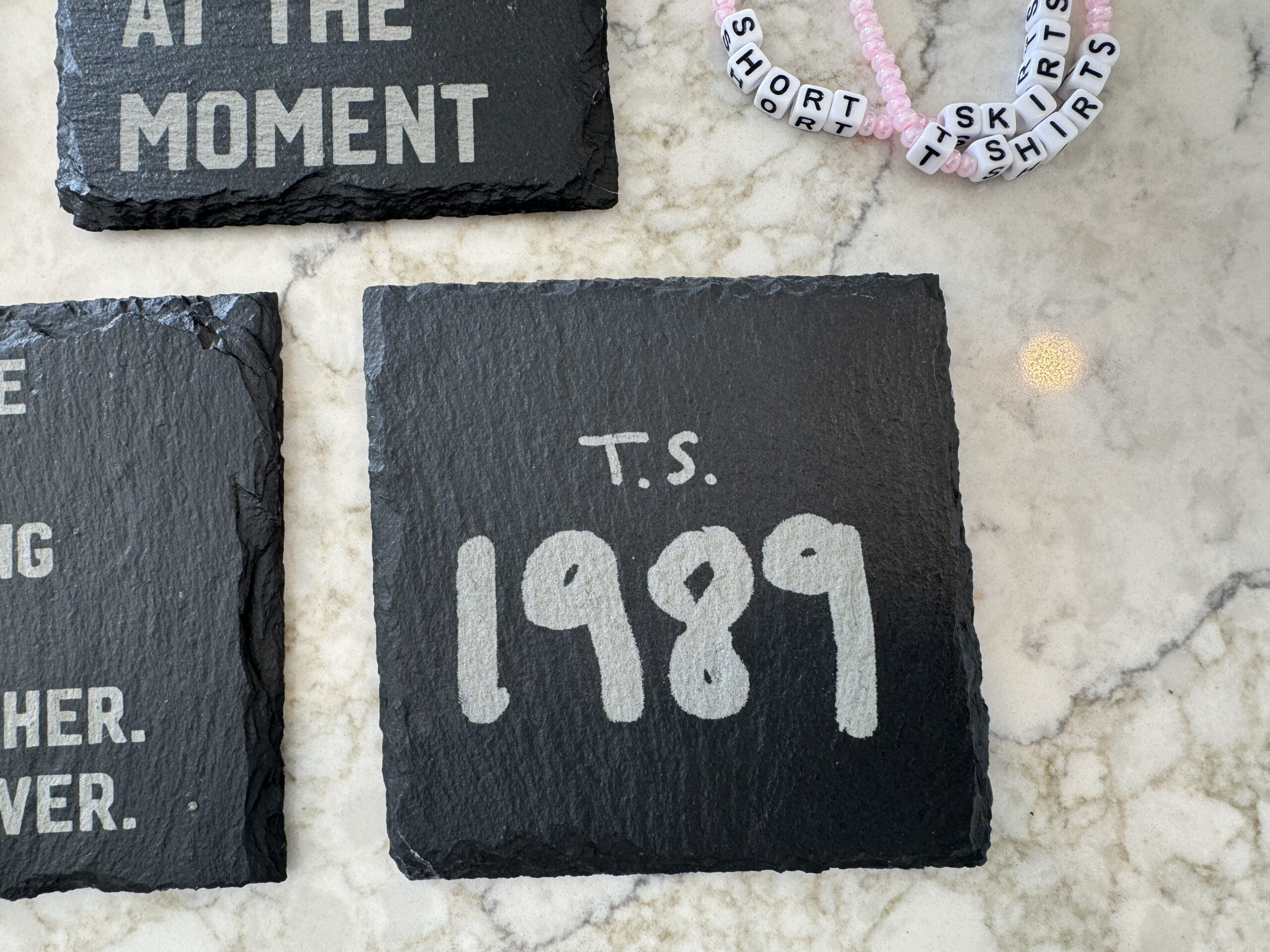 Handcrafted Slate Coasters for Taylor Swift Fans (4 Pack) Optional Stained Wood Coaster Holder - Drop 2 - Image 6