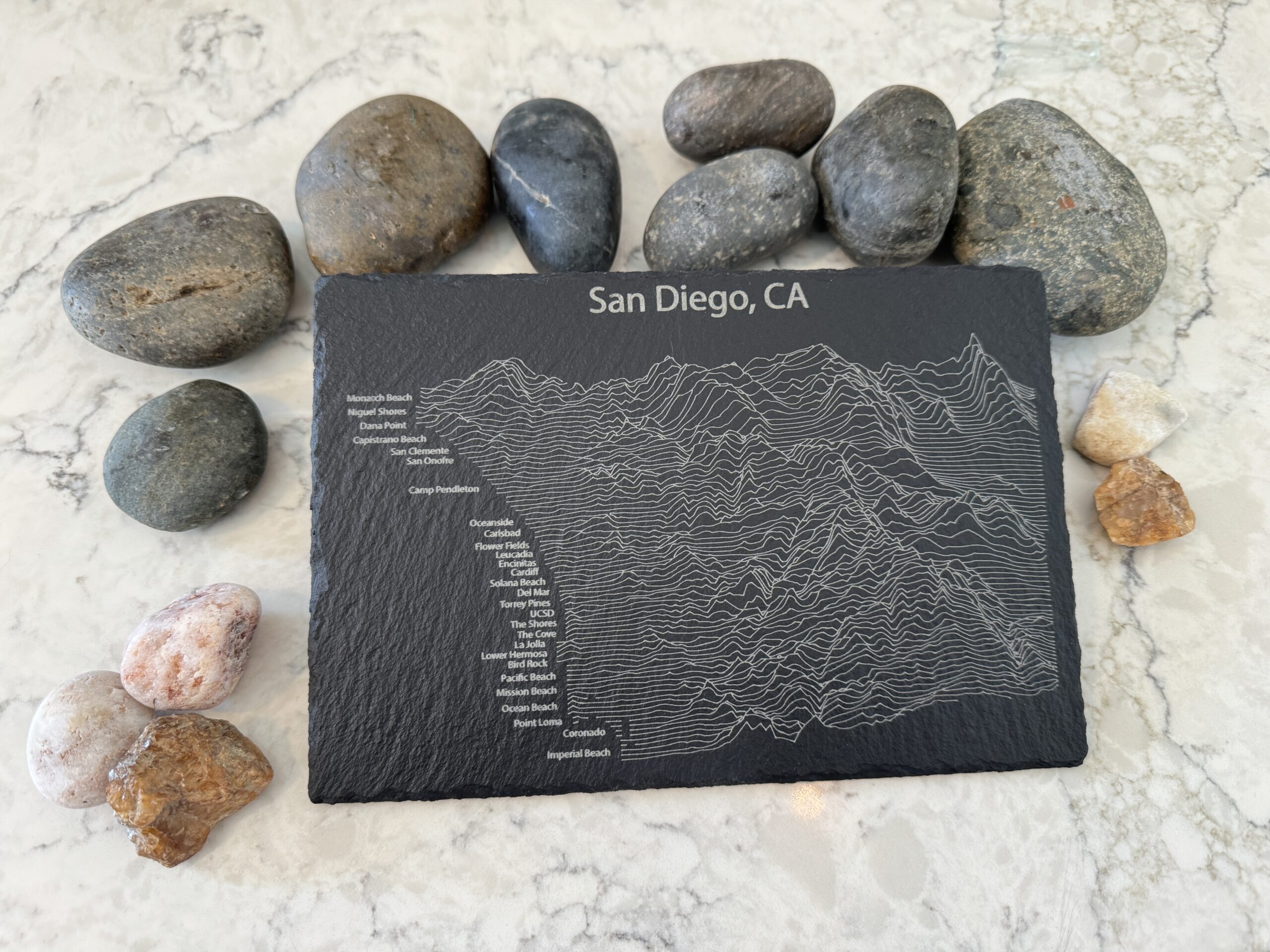 San Diego Hill Elevation Lines Slate Tile - Image 5