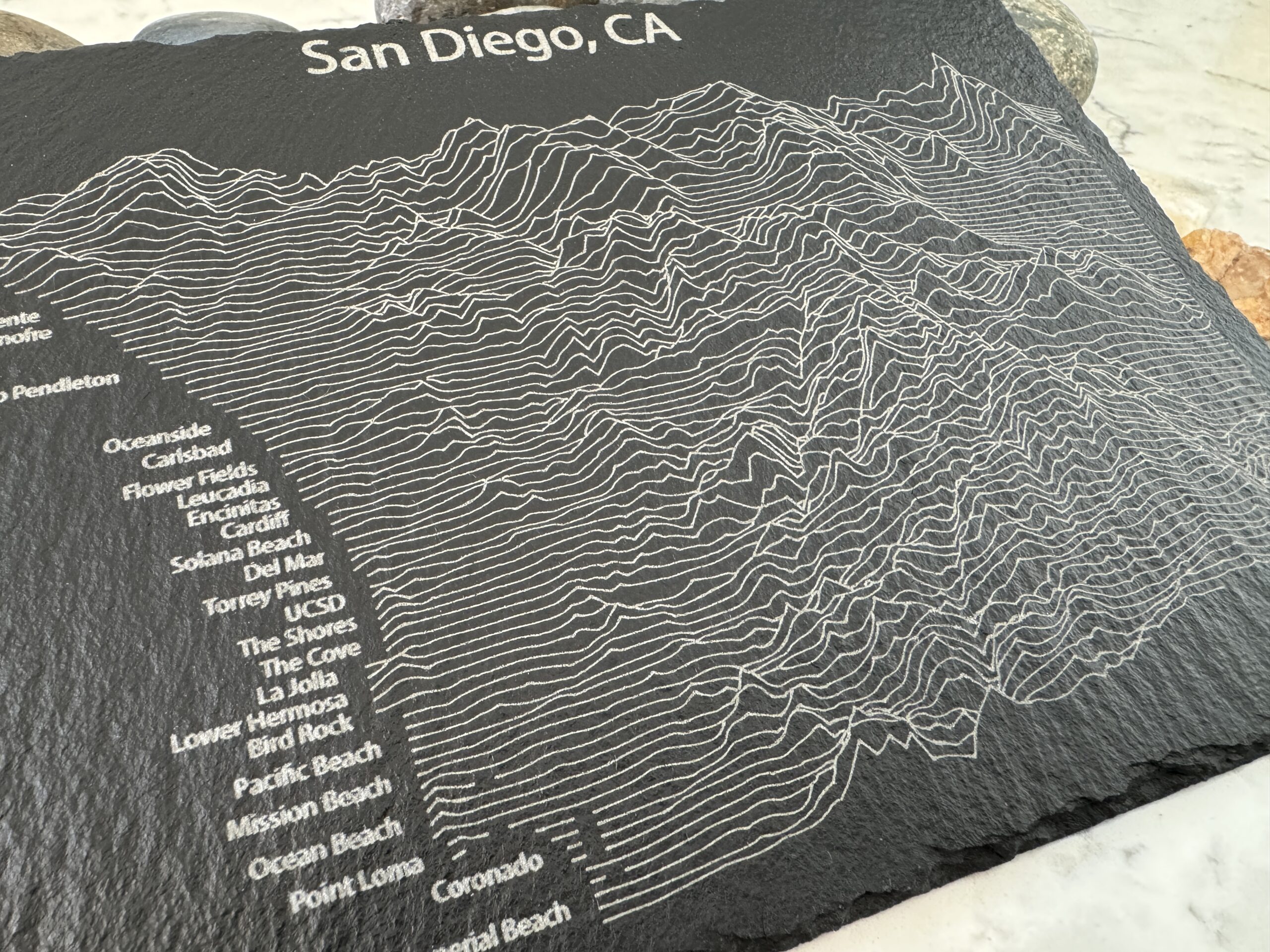 San Diego Hill Elevation Lines Slate Tile - Image 4