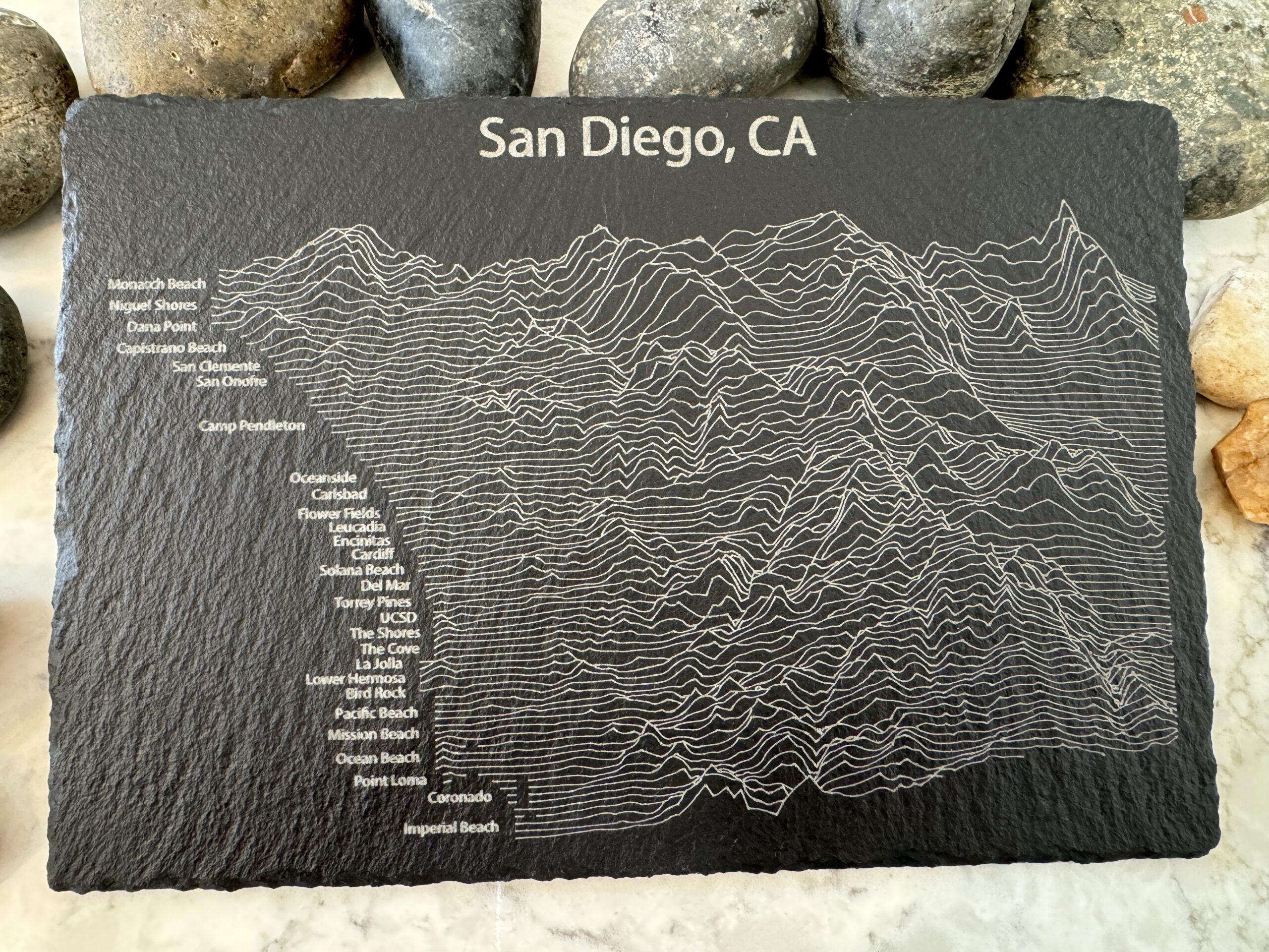 San Diego Hill Elevation Lines Slate Tile - Image 3
