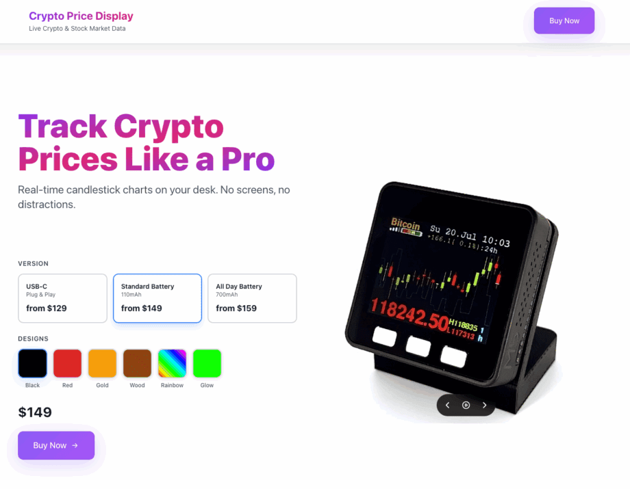 cryptopricedisplay.com new landing page domain paired with stockpricedisplay.com