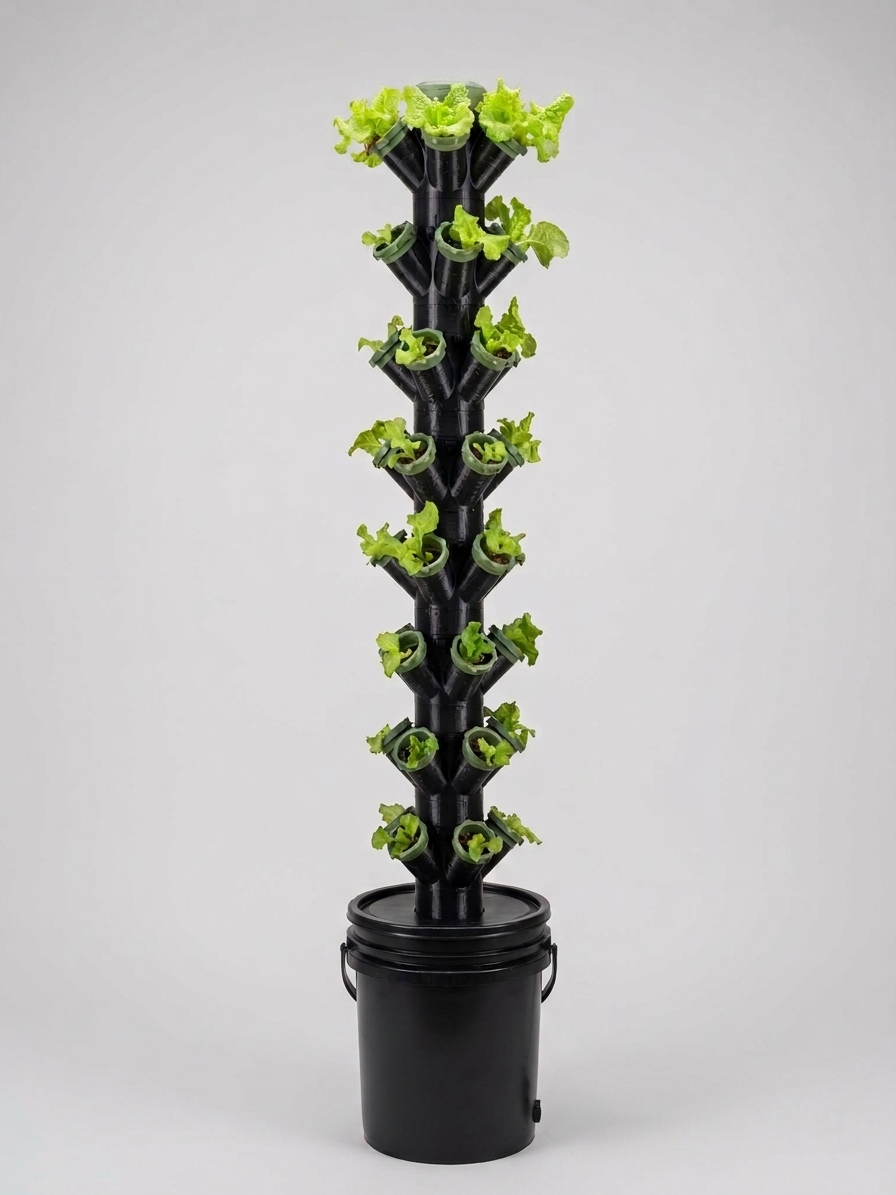 Black Hydroponic Tower Garden Kit 5 Gallon ASA Outdoor Indoor System - Image 2