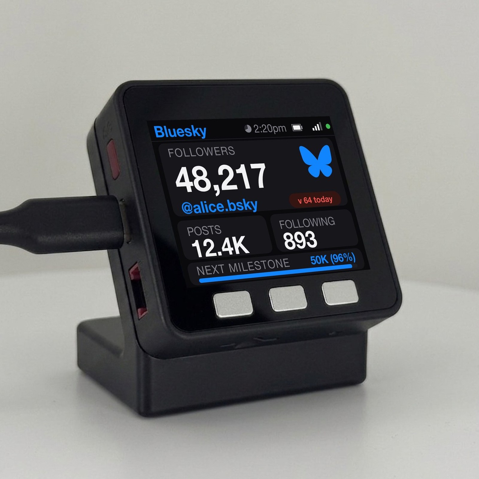Bluesky Follower Counter Desk Display