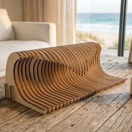 Ocean Wave Wooden 3D Laser Cut Wave Art