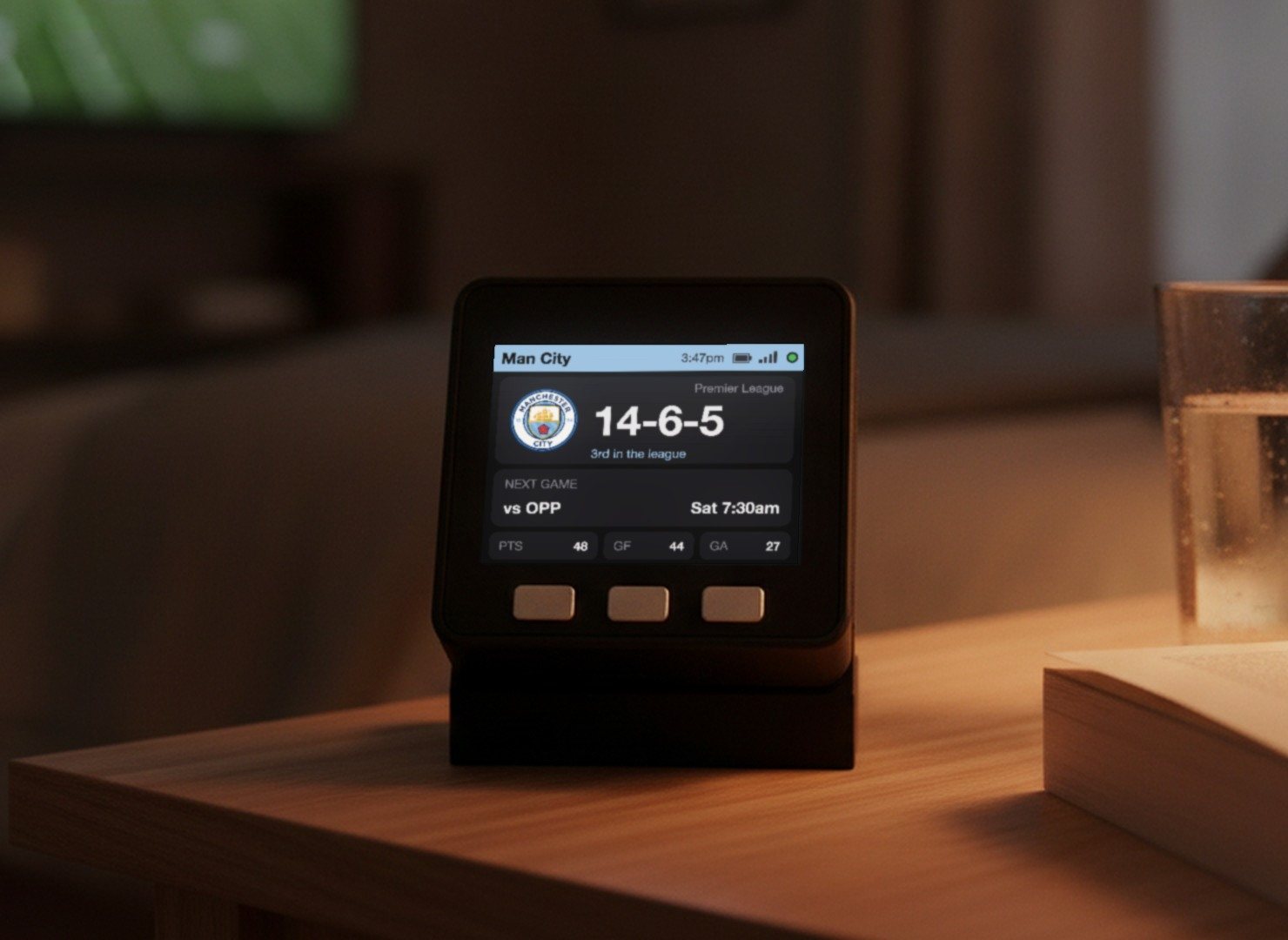 Manchester Soccer Scoreboard Desk Display (Sky Blue) - Image 9