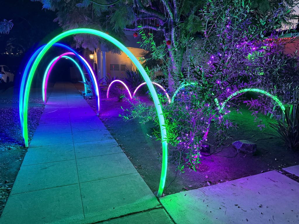 Custom glowing LED walkway arches